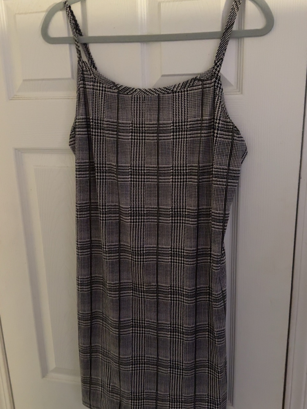Plaid Slip Mini Dress - Black & White